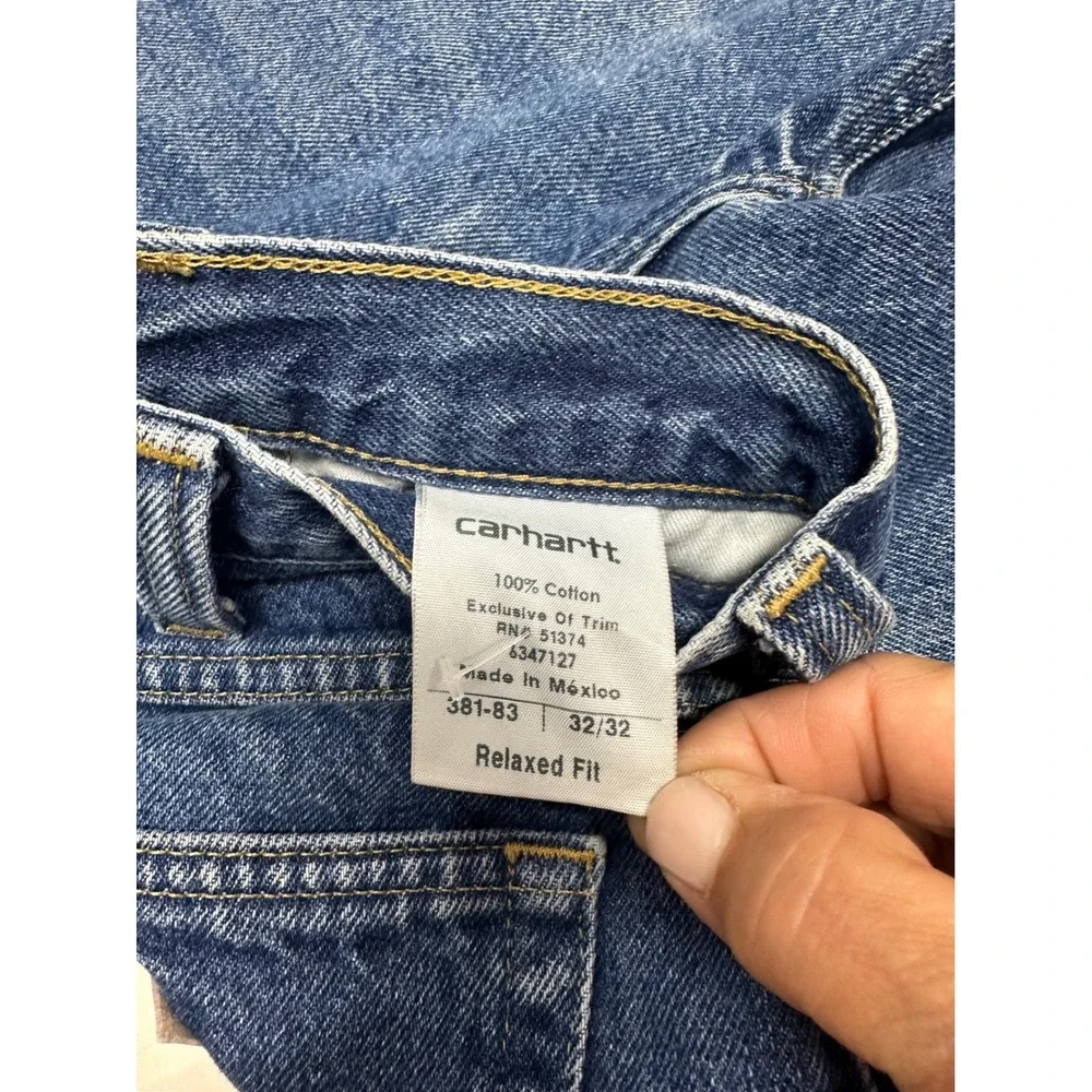 Carhartt Relaxed Fit Jeans Mens 32x32 Blue Denim Workwear Pants 381-83